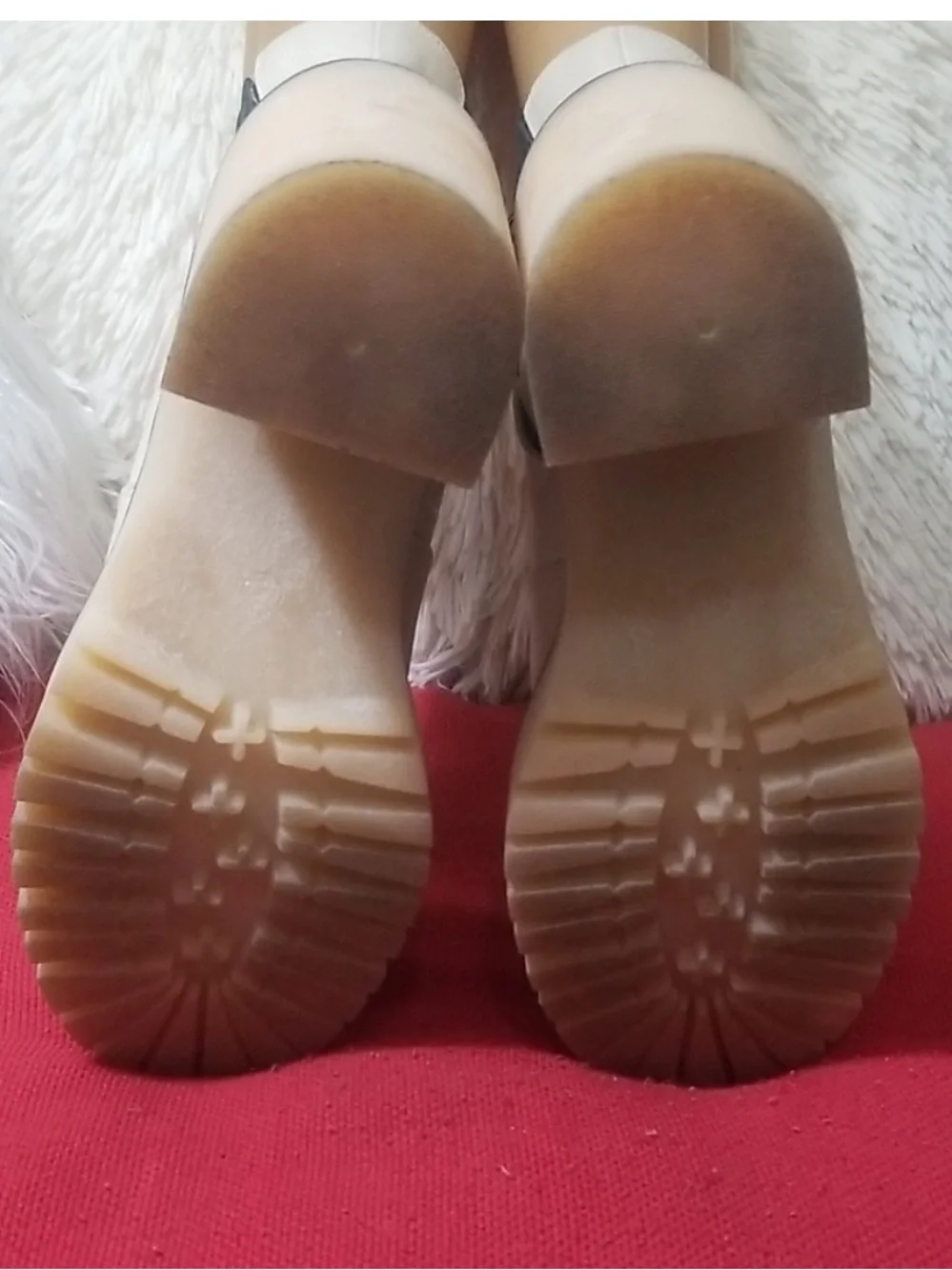 Free People White Chelsea Heeled Ankle Boots with Black Elastic
